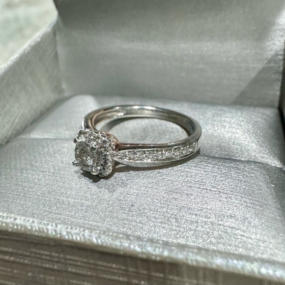 Zales Diamond Cushion Frame Engagement Ring in 10K Two-Tone Gold Size 6.5 - Picture 15 of 17